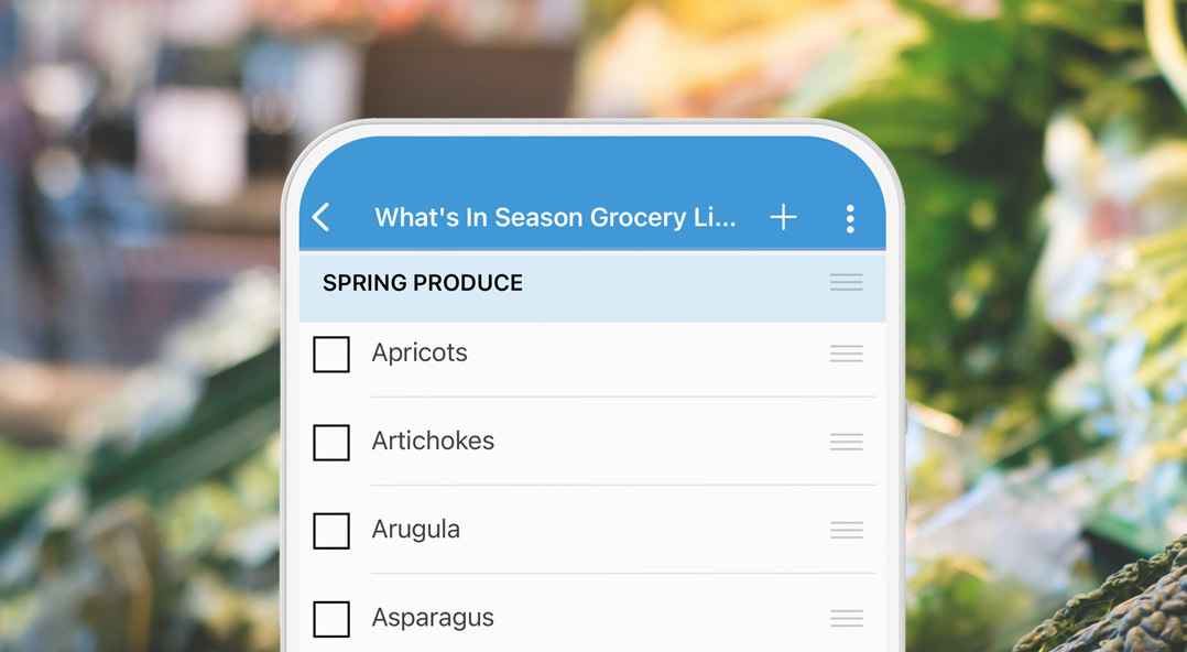 Screenshot of Cozi grocery shopping list