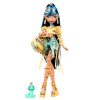 Monster High Cleo De Nile Doll in Golden Blouse and Layered Skirt, Includes Pet Cobra Hissette and Accessories like a Backpack, Snack and Scroll, HXH74
