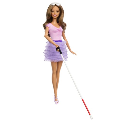 Barbie Fashionistas Blind Barbie Doll Wearing Pastel Outfit with Cane and Sunglasses