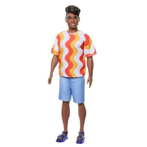 Barbie Ken Fashionistas Doll – Wavy Stripe Tee and Shorts with Hearing Aids