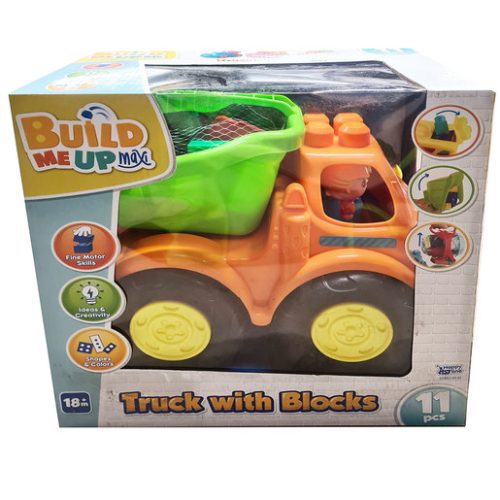 Build Me Up Large Orange Truck with Blocks