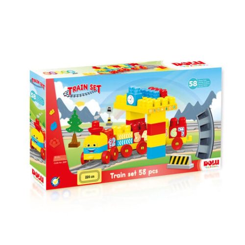 Dolu 58 Piece Train Track Construction Brick Playset