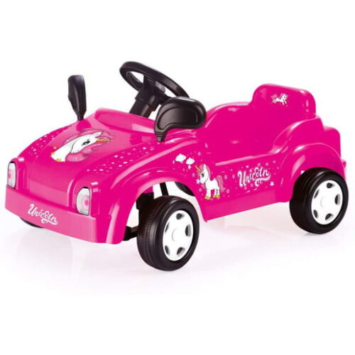 Dolu Pedal Powered Unicorn Pink Race Car with Working Horn