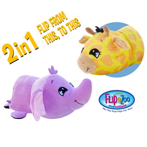 FlipaZoo Mushmillows – Giraffe and Elephant 2-in-1 Soft Toy