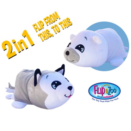 FlipaZoo Mushmillows – Polar Bear and Husky 2-in-1 Soft Toy