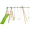 TP Knightswood Triple Wooden Swing & Slide set with Button Seat