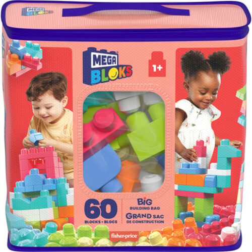 Mega Bloks Pink First Builders Big Building Bag – 60 Pieces (Styles Vary)