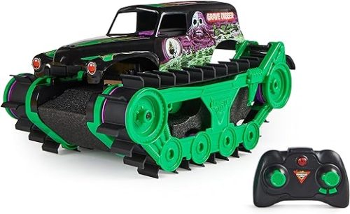 Monster Jam, Official Grave Digger Trax All-Terrain Remote Control Outdoor Vehicle, 1:15 Scale,