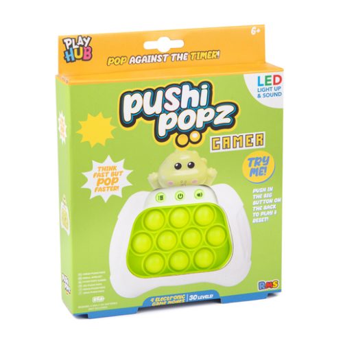 Pushi Popz Gamer LED Light-Up Fidget Game – Dinosaur