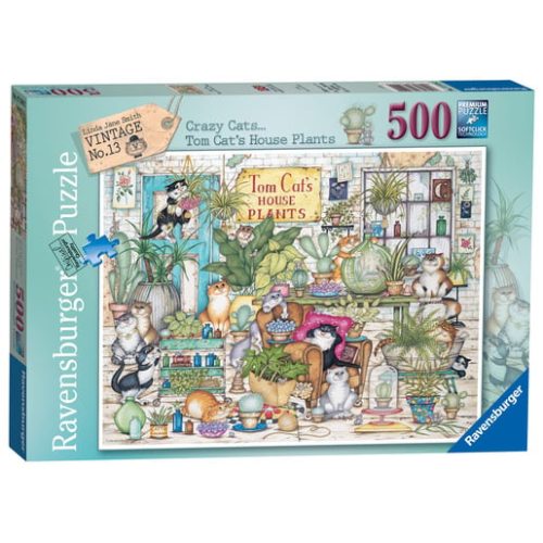 Ravensburger Linda Jane Smith’s Crazy Cats Tom Cat’s House Plants 500 Piece Puzzle