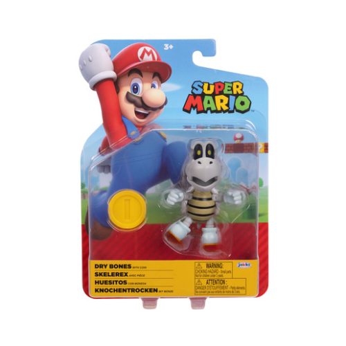 Super Mario Dry Bones with Coin 4” Posable Figure