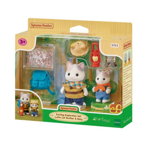 Sylvanian Families Exciting Exploration Latte Cat Brother and Baby Playset