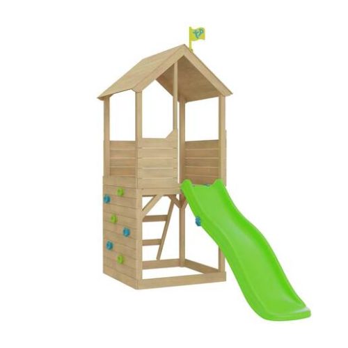 TP Wooden Playhouse with Slide & Climbing Wall